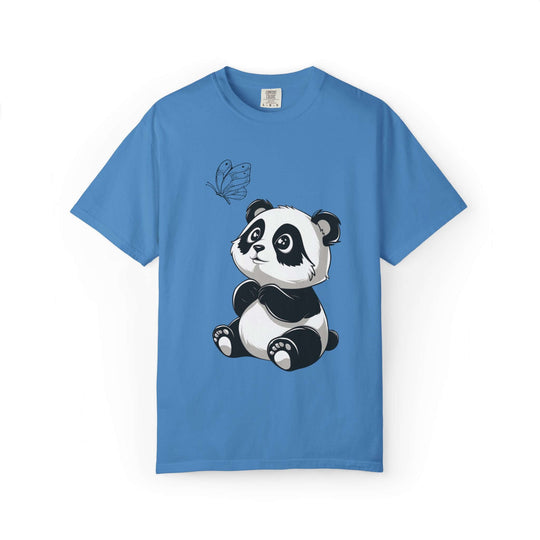 Adorable Panda & Butterfly Tee T-Shirt Printify Royal Caribe S