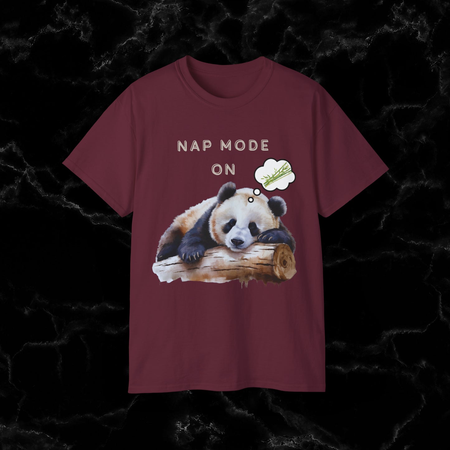 Nap Time Panda Unisex Funny Tee - Hilarious Panda Nap Mode On T-Shirt Maroon S 