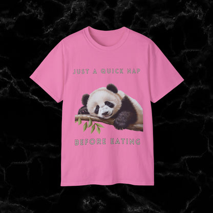 Nap Time Panda Unisex Funny Tee - Hilarious Panda Nap Design - Just a Quick Nap Before Eating T-Shirt Azalea S 