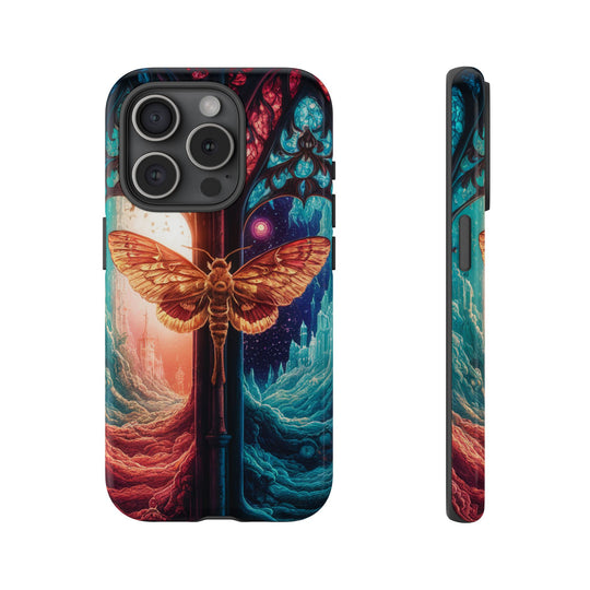 Phone Case with Moth and Stained-Glass Window Phone Case Printify iPhone 15 Pro Glossy