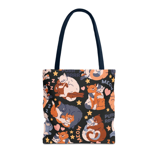 Sweet Cartoon Cats Tote Bag Bags Printify 16" × 16'' Navy