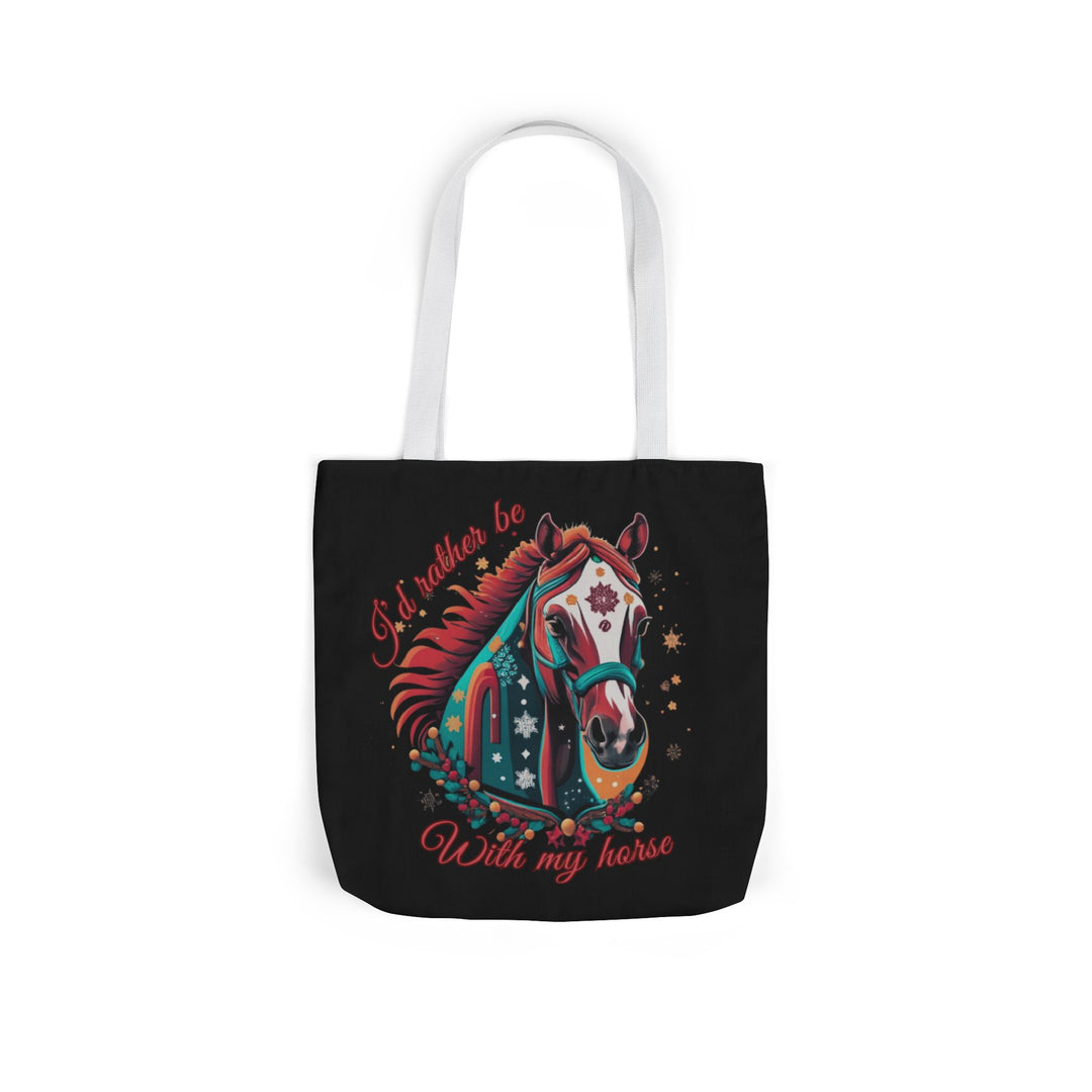 I'd Rather Be With My Horse Christmas Tote Bag Accessories Printify 16" × 16'' White