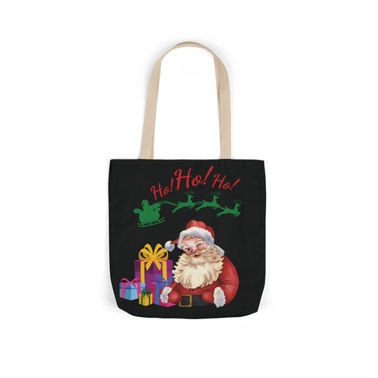 Canvas Tote Bag Santa Claus Ho Ho Ho Christmas Accessories Printify 16" × 16'' Beige
