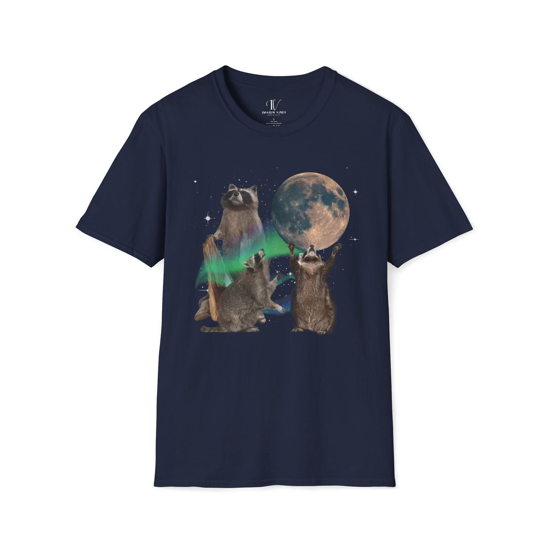 Raccoon Moonlight T-Shirt T-Shirt Printify Navy XS