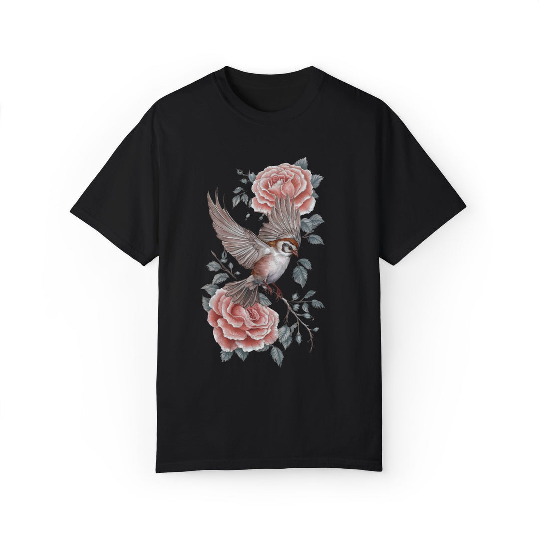 Bird and Rose Unisex Tee T-Shirt Printify Black S