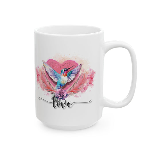 Mug - Romantic Hummingbird Love and Flowers Mug Printify