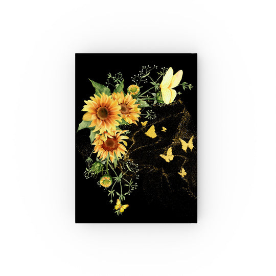 Hard Backed Journal - Sunflower and Butterfly, Bloom & Fly Paper products Printify