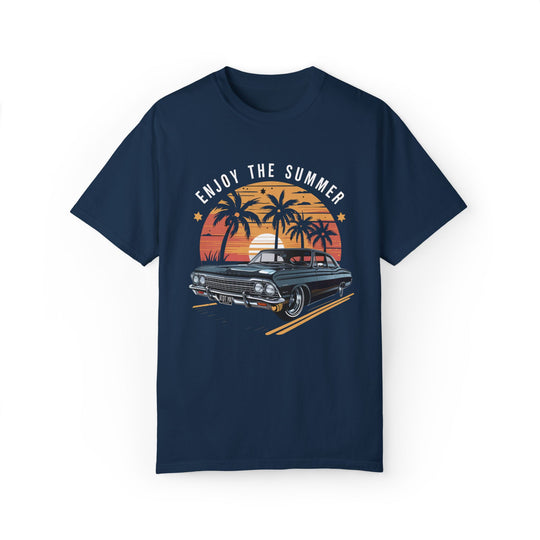 Summer Sunset Car T-Shirt T-Shirt Printify True Navy S