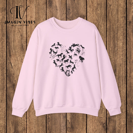 Horse Heart Sweatshirt: Celebrate Your Love for Horses Sweatshirt S Light Pink 