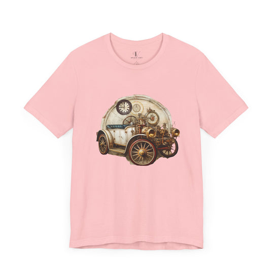 Steampunk Vintage Car T-Shirt T-Shirt Printify Pink S