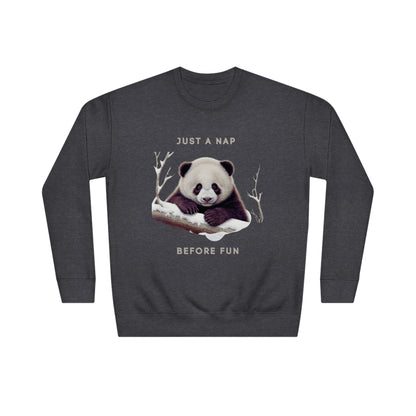 Lazy Panda Nap Before Fun Sweatshirt | Embrace Cozy Relaxation Sweatshirt Charcoal Heather S 