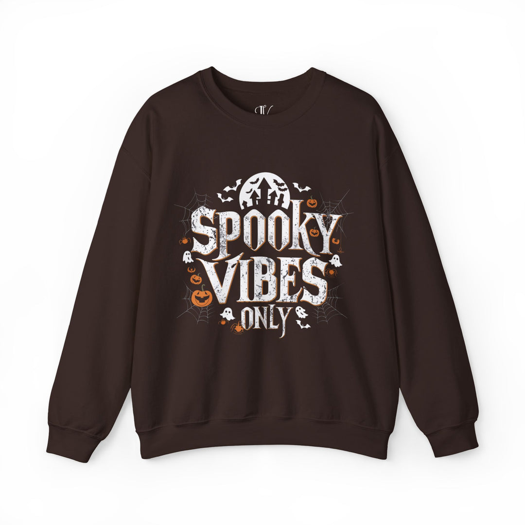 Spooky Vibes Halloween Sweatshirt Sweatshirt Printify S Dark Chocolate