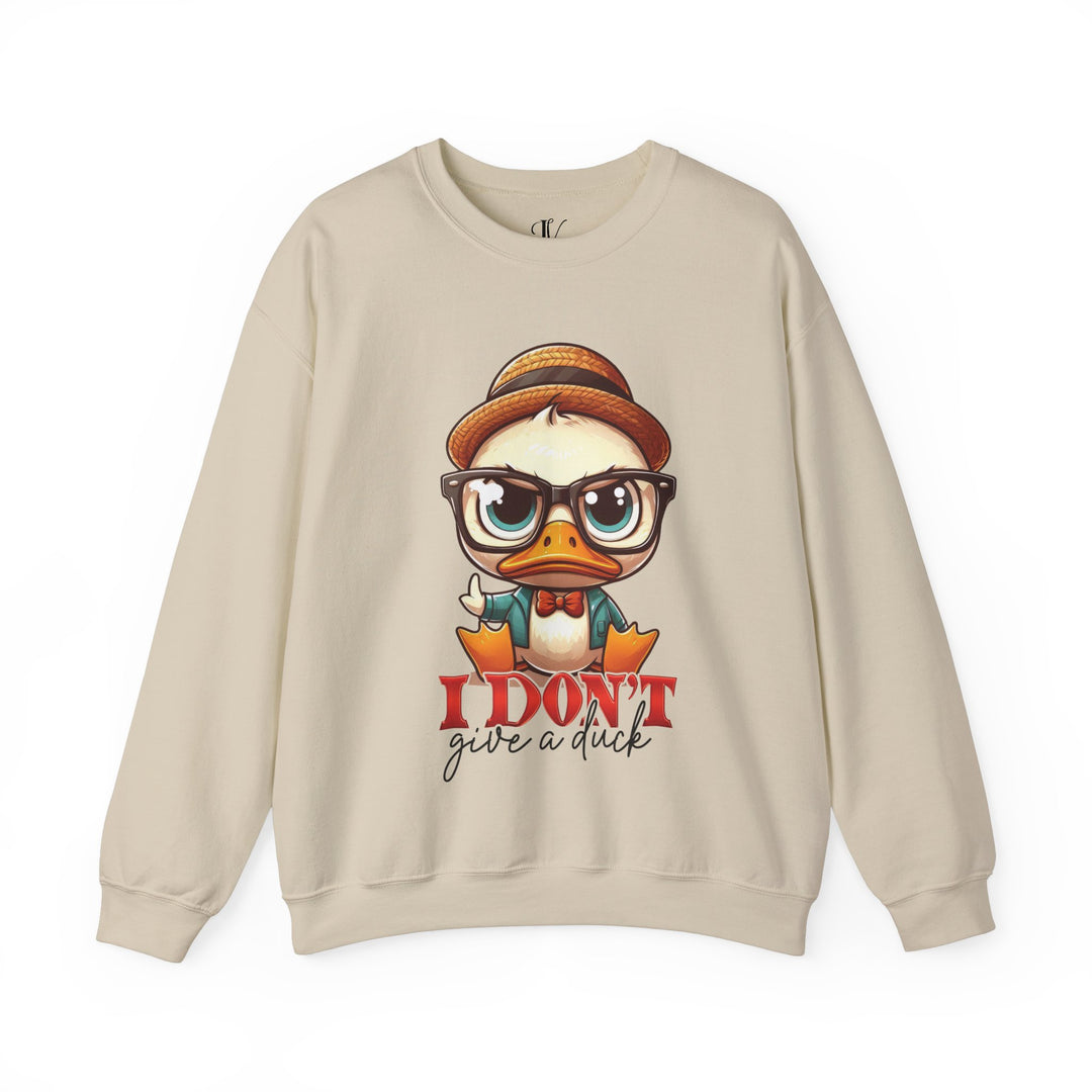 Crewneck Sweatshirt 'I Don't Give a Duck' Sweatshirt Printify S Sand