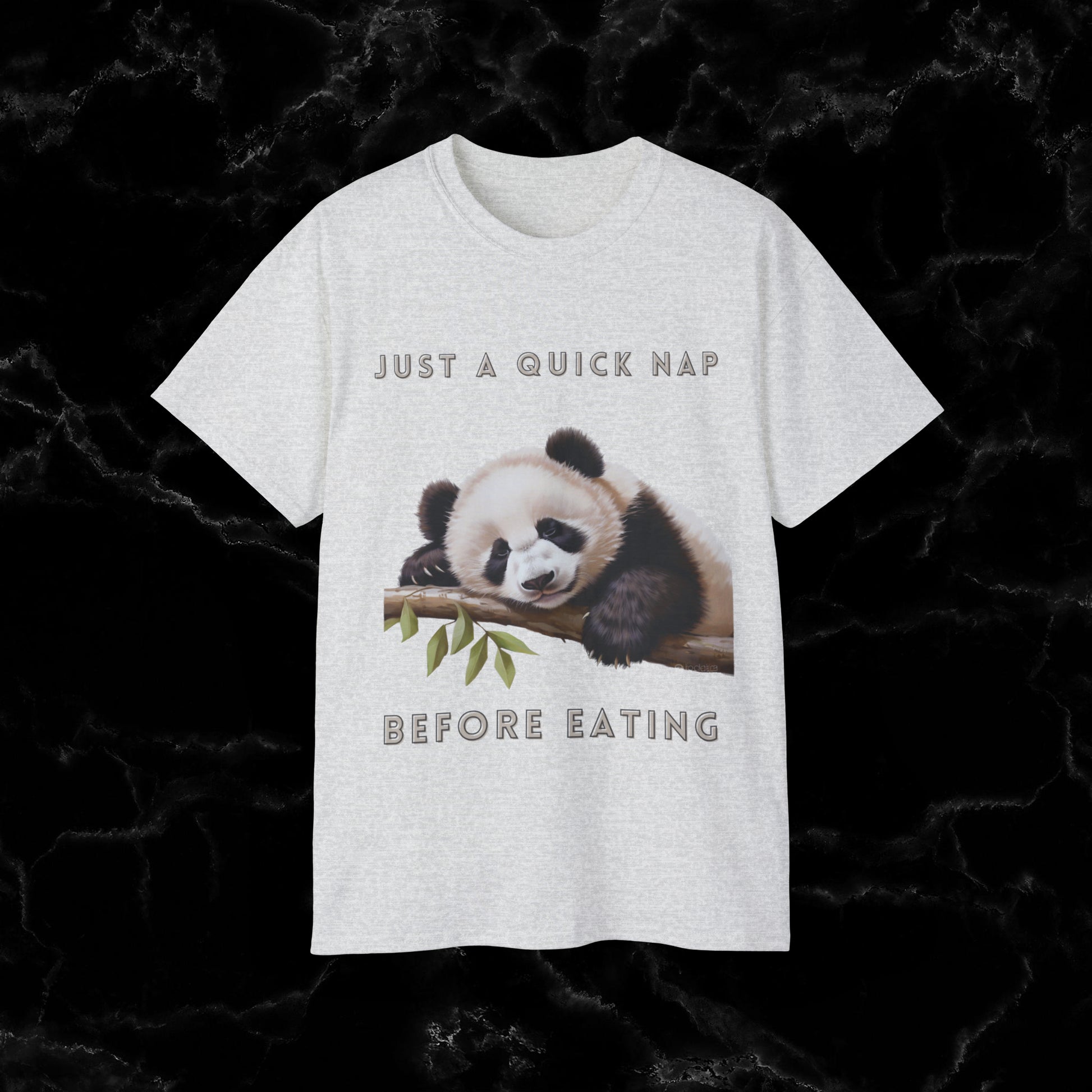 Nap Time Panda Unisex Funny Tee - Hilarious Panda Nap Design - Just a Quick Nap Before Eating T-Shirt Ash S 