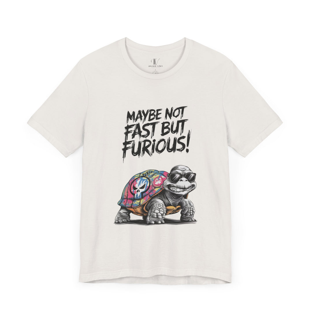 Tee: 'Maybe Not Fast But Furious' Turtle T-Shirt Printify Vintage White XS