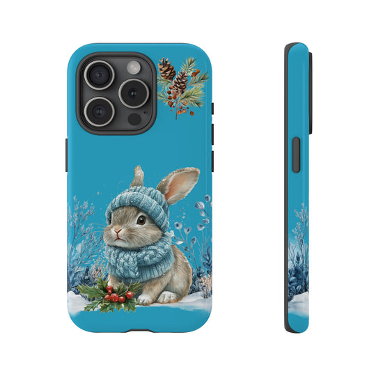 Phone Case - Winter Bunny with Hat and Scarf Phone Case Printify iPhone 15 Pro Glossy