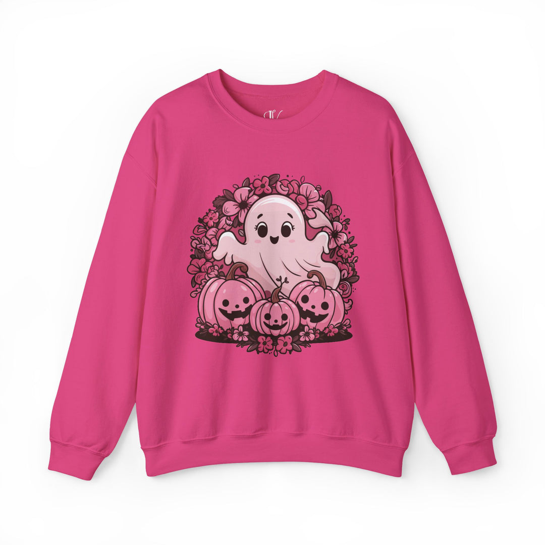 Cute Pink Ghost Halloween Sweatshirt Sweatshirt Printify S Heliconia