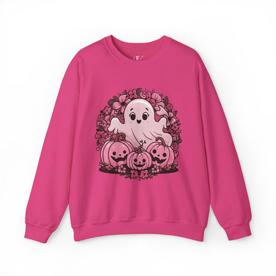 Cute Pink Ghost Halloween Sweatshirt Sweatshirt Printify S Heliconia