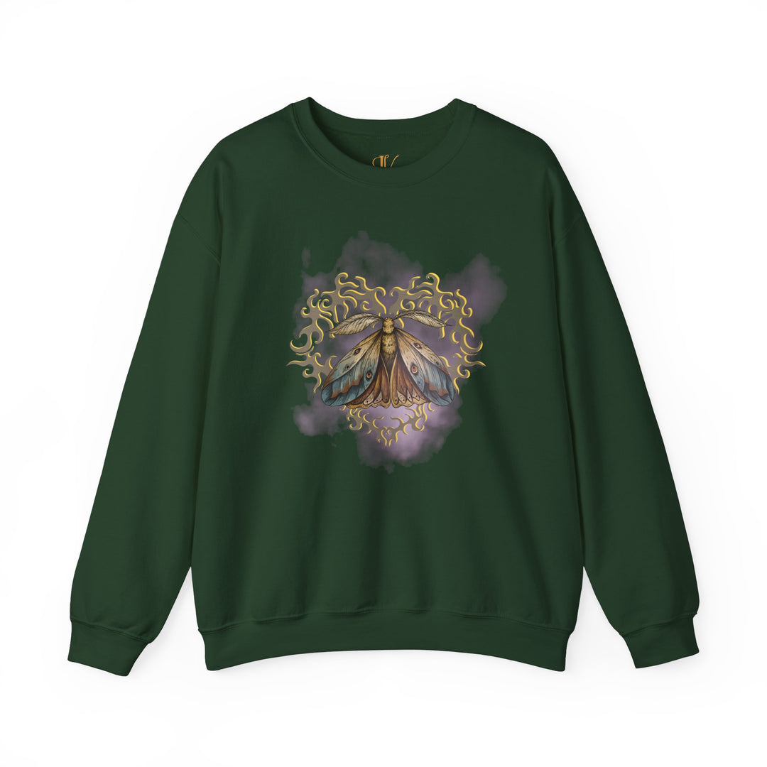 Moth Heart Sweatshirt - Ethereal and Cozy Sweatshirt Printify S Forest Green