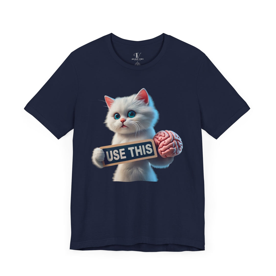 Kitten Brain Tee T-Shirt Printify Navy XS