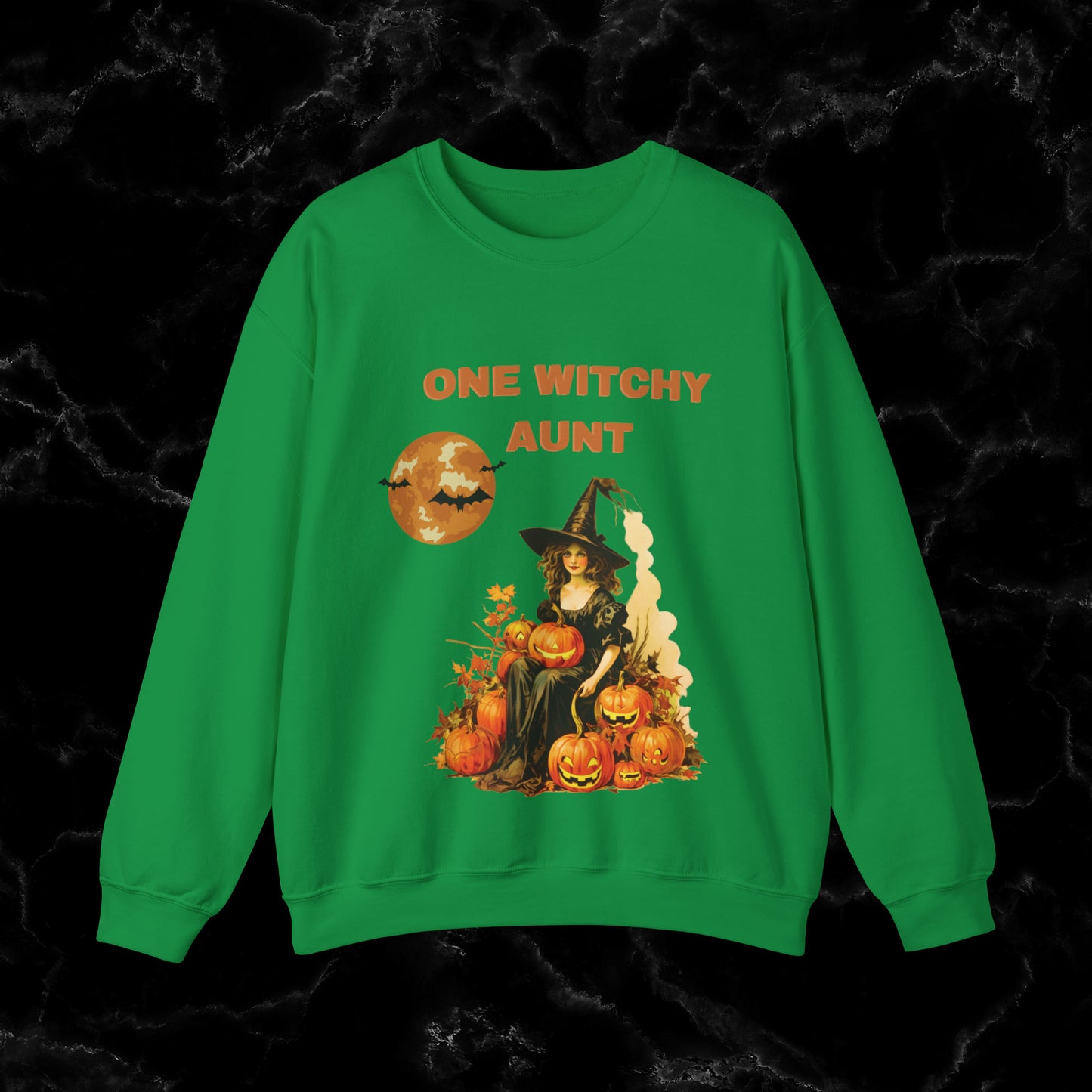 One Witchy Aunt Sweatshirt - Cool Aunt Shirt, Feral Aunt Sweatshirt, Perfect Gifts for Aunts Halloween Sweatshirt S Irish Green 