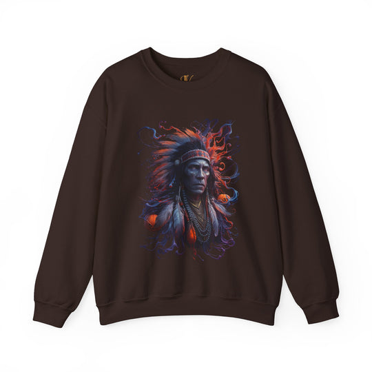 Native American Chief Portrait Sweatshirt Sweatshirt Printify S Dark Chocolate