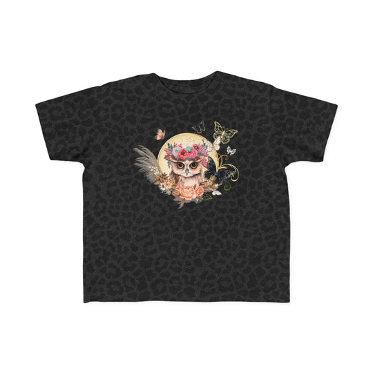 Toddler Tee - Playful Owl and Butterfly Kids clothes Printify Black Leopard 2T