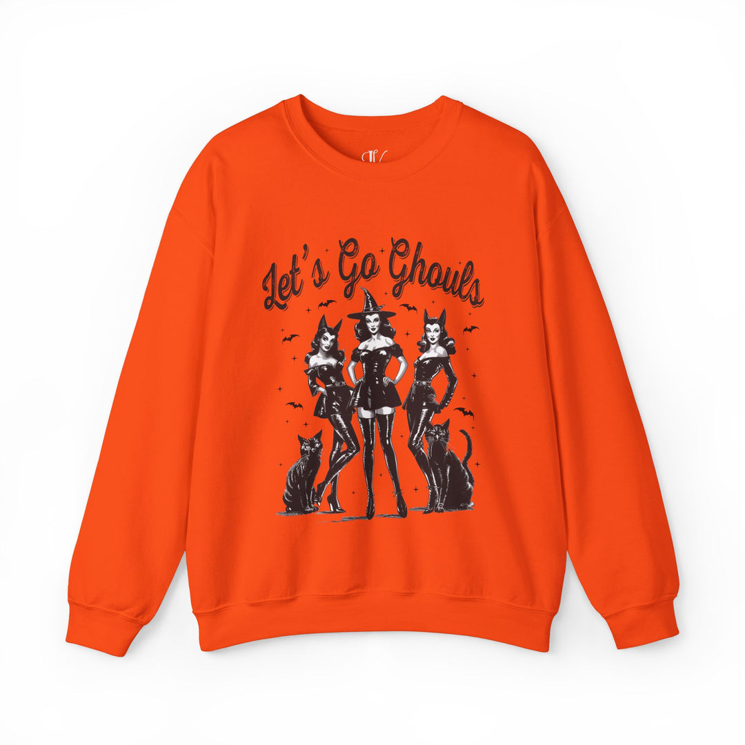 Let's Go Ghouls: Witchy Halloween Sweatshirt Sweatshirt Printify S Orange