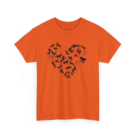 Horse Heart Tee - Playful and Whimsical Unisex Heavy Cotton Shirt T-Shirt Printify Orange S