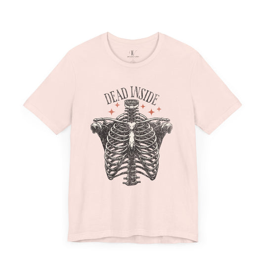 Skeleton Tee with Dead Inside Phrase