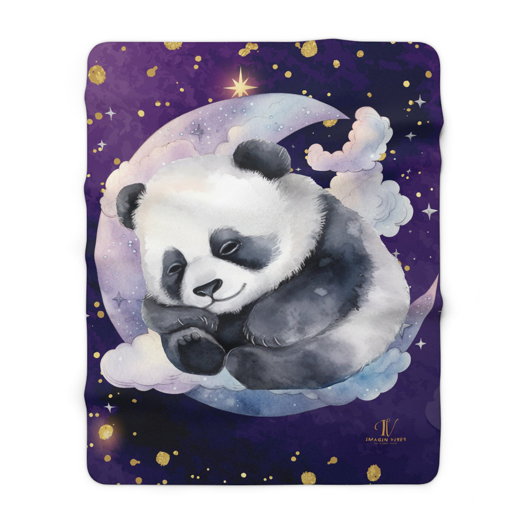 Sherpa Fleece Blanket - Dreamy Panda on Moon