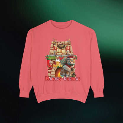 Funny Christmas Cat Sweatshirt | Meowy Christmas Cat Sweater | Christmas Gifts for Cat Lovers - Christmas Lights Shirt, Christmas Cats Shirt Sweatshirt Watermelon S 