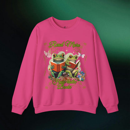 Frog Bookworm Sweatshirt | Read More Books Shirt | Aesthetic, Vintage Frog Sweatshirt Sweatshirt S Heliconia 