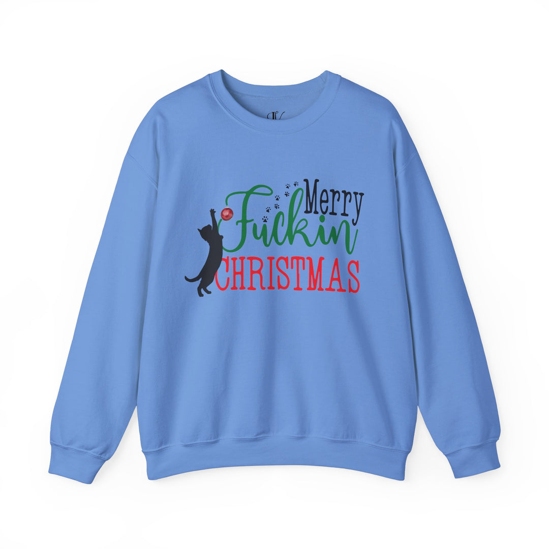 Christmas Cat Sweatshirt - Bold Profanity and Cat