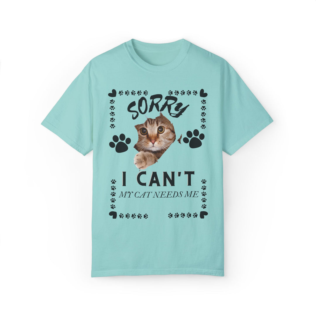 Cat Peek Unisex T-shirt Sorry I Can't My Cat Needs Me T-Shirt Printify Chalky Mint S