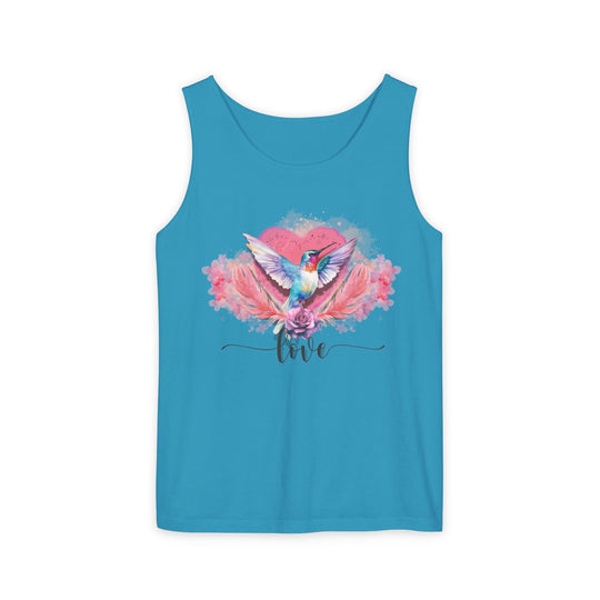 Hummingbird Love Tank Top Tank Top Printify Sapphire S