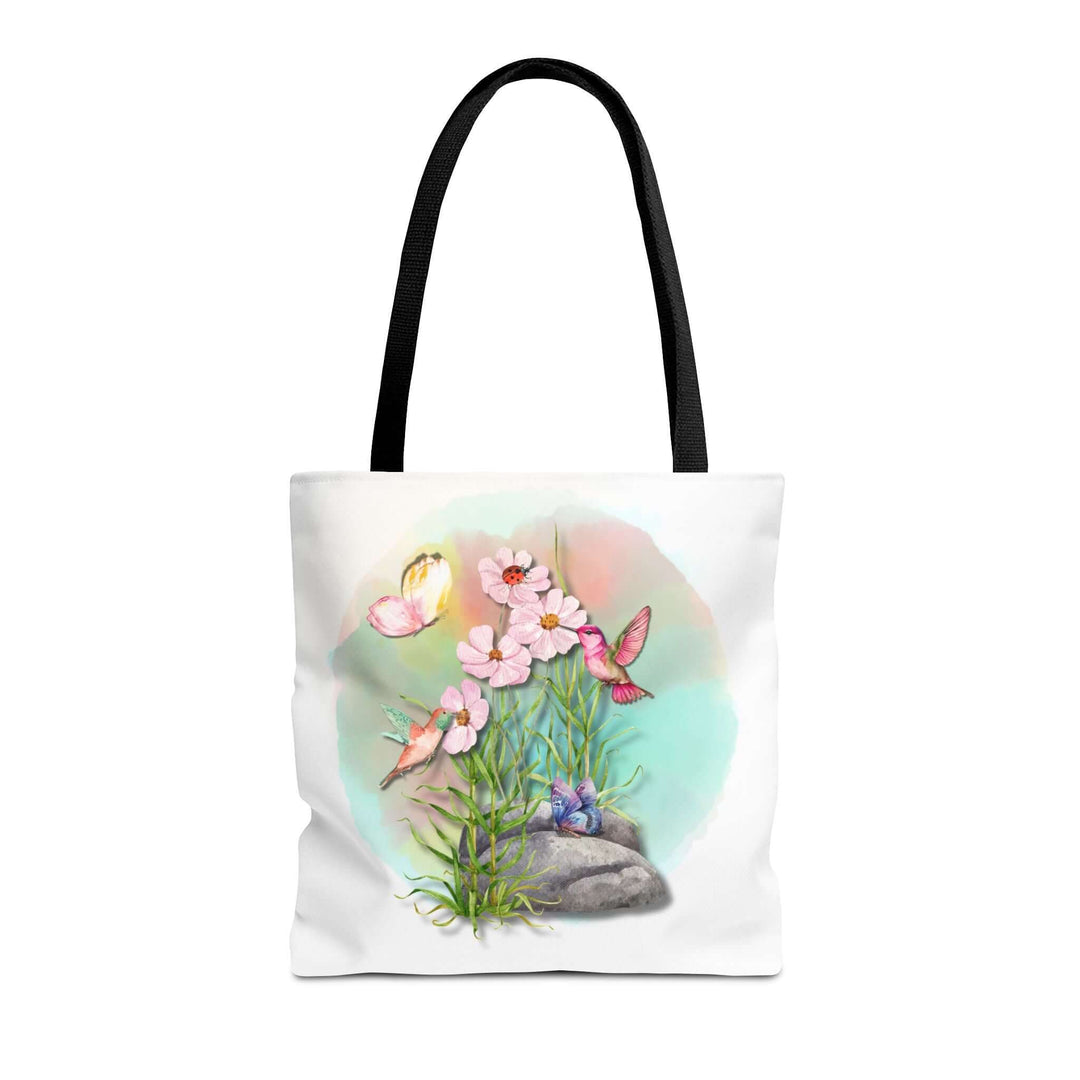 Spring Watercolor Nature-Inspired Tote Bag Bags Printify 16" × 16'' Black