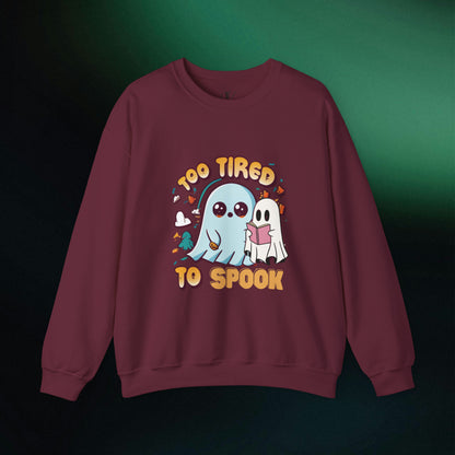 Ghost Reading Books Sweater, Bookish Halloween Sweatshirt, Halloween Teacher Gift, Librarian Halloween Hoodie, Ghost Crewneck Sweatshirt S Maroon 