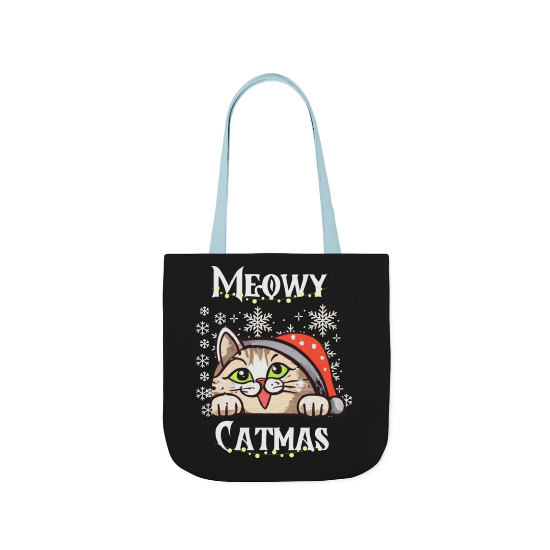 Funny Meowy Catmas Tote Bag Accessories Printify 16" × 16'' Light blue