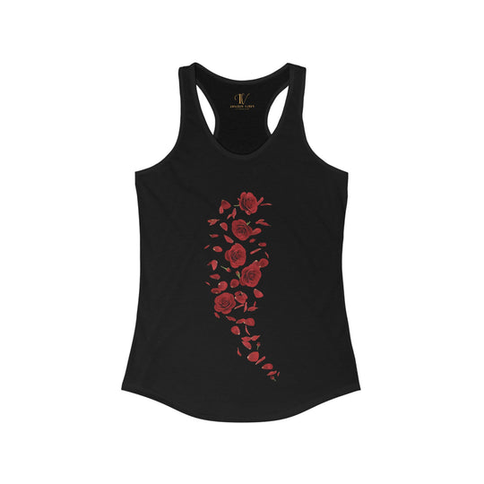 Red Roses Racerback Tank Top Tank Top Printify XS Solid Black