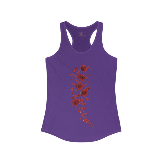 Red Roses Racerback Tank Top Tank Top Printify XS Solid Purple Rush