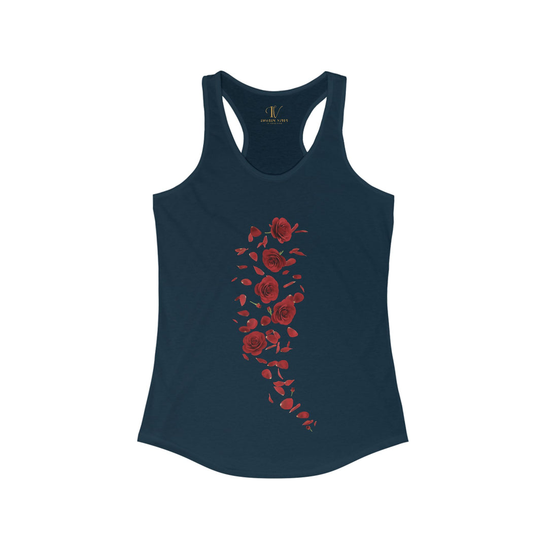 Red Roses Racerback Tank Top Tank Top Printify XS Solid Midnight Navy