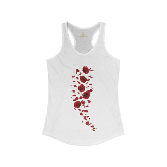 Red Roses Racerback Tank Top Tank Top Printify XS Solid White