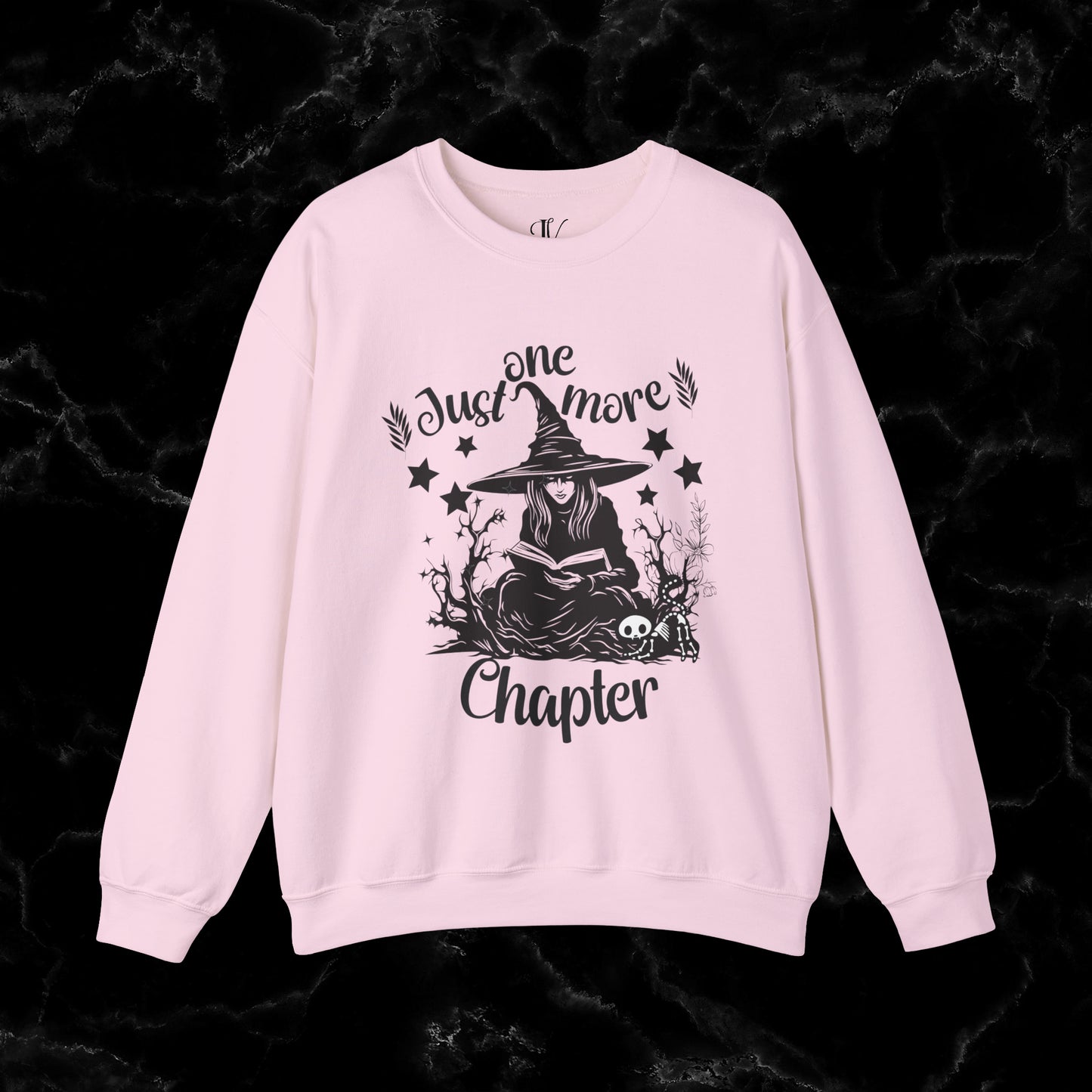 One More Chapter Sweatshirt - Book Lover Gift, Librarian Shirt, Reading Witch - Cozy Sweatshirt for Book Lovers Halloween Sweatshirt S Light Pink 