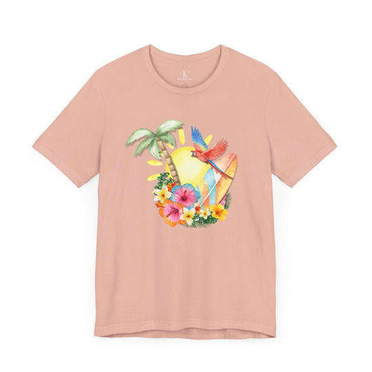 Dreamy Watercolor Tropical Paradise Unisex Tee T-Shirt Printify Peach XS