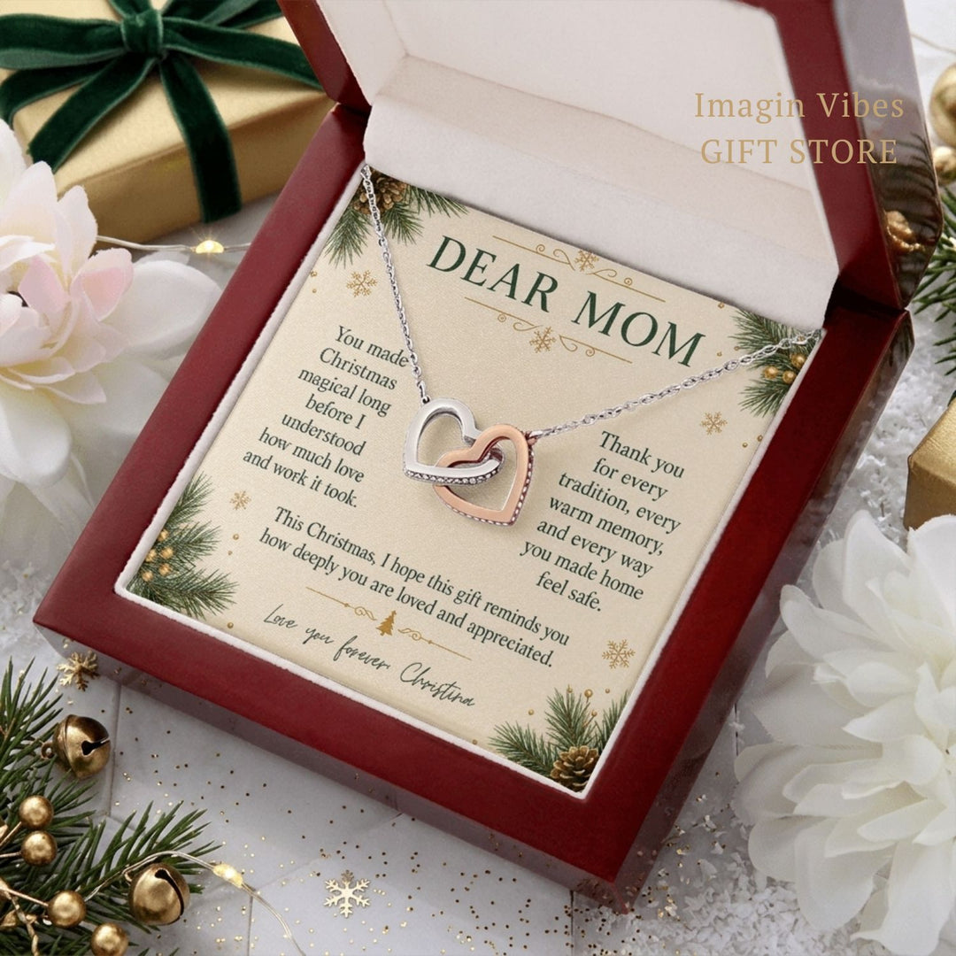 Dear Mom – Christmas Interlocking Hearts Necklace