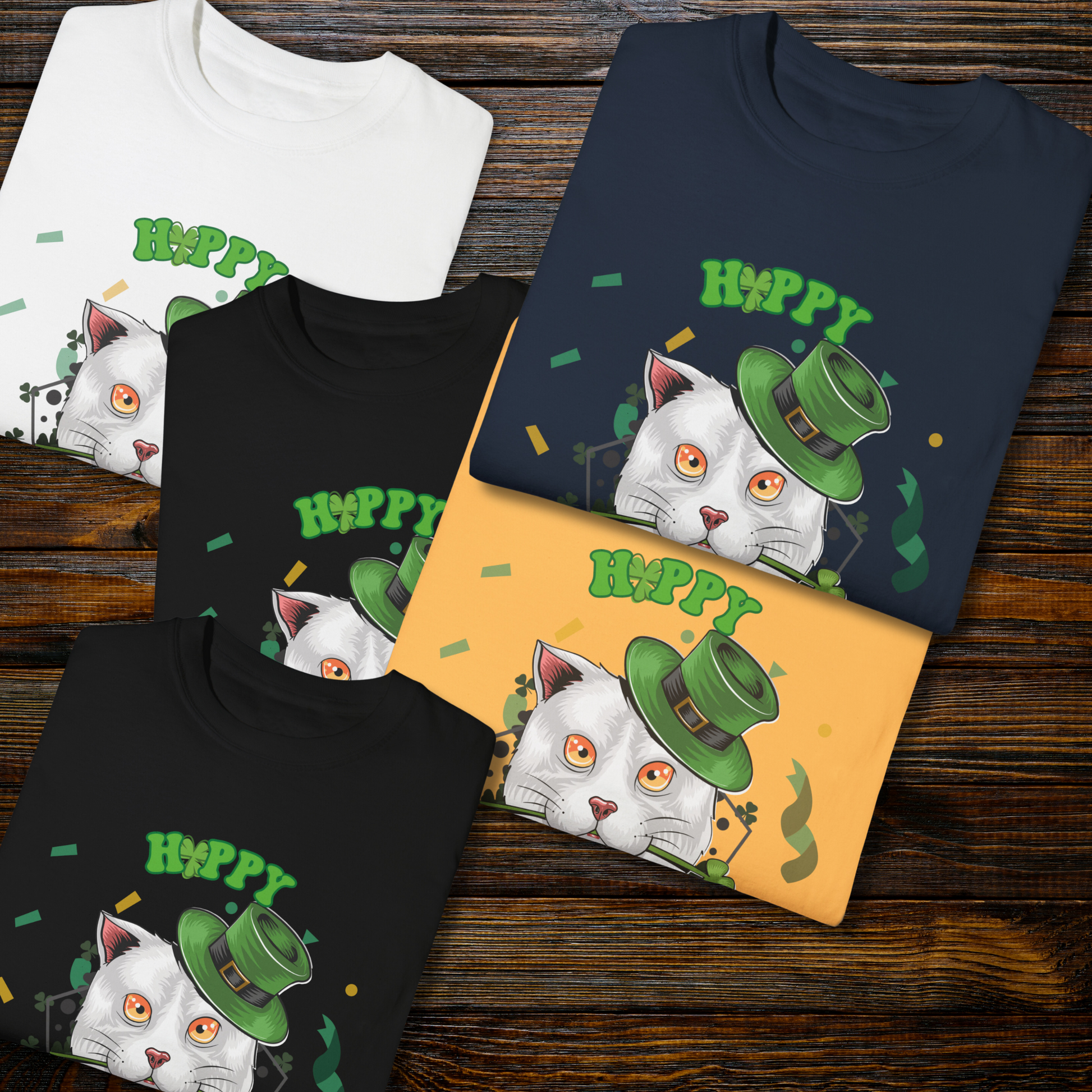 Happy St. Catty's Day Funny St. Patrick's Day Comfort Colors T-Shirt - St. Paddy's Day Shirt for Cat Lover St. Patty's Day Fun T-Shirt   