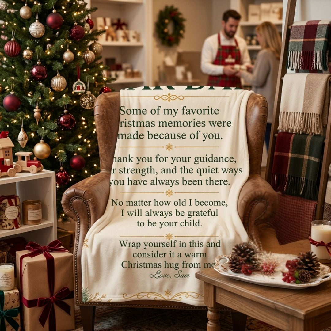 Dear Dad – Personalized Christmas Hug Fleece Blanket