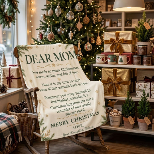 Dear Mom – Personalized Christmas Hug Fleece Blanket