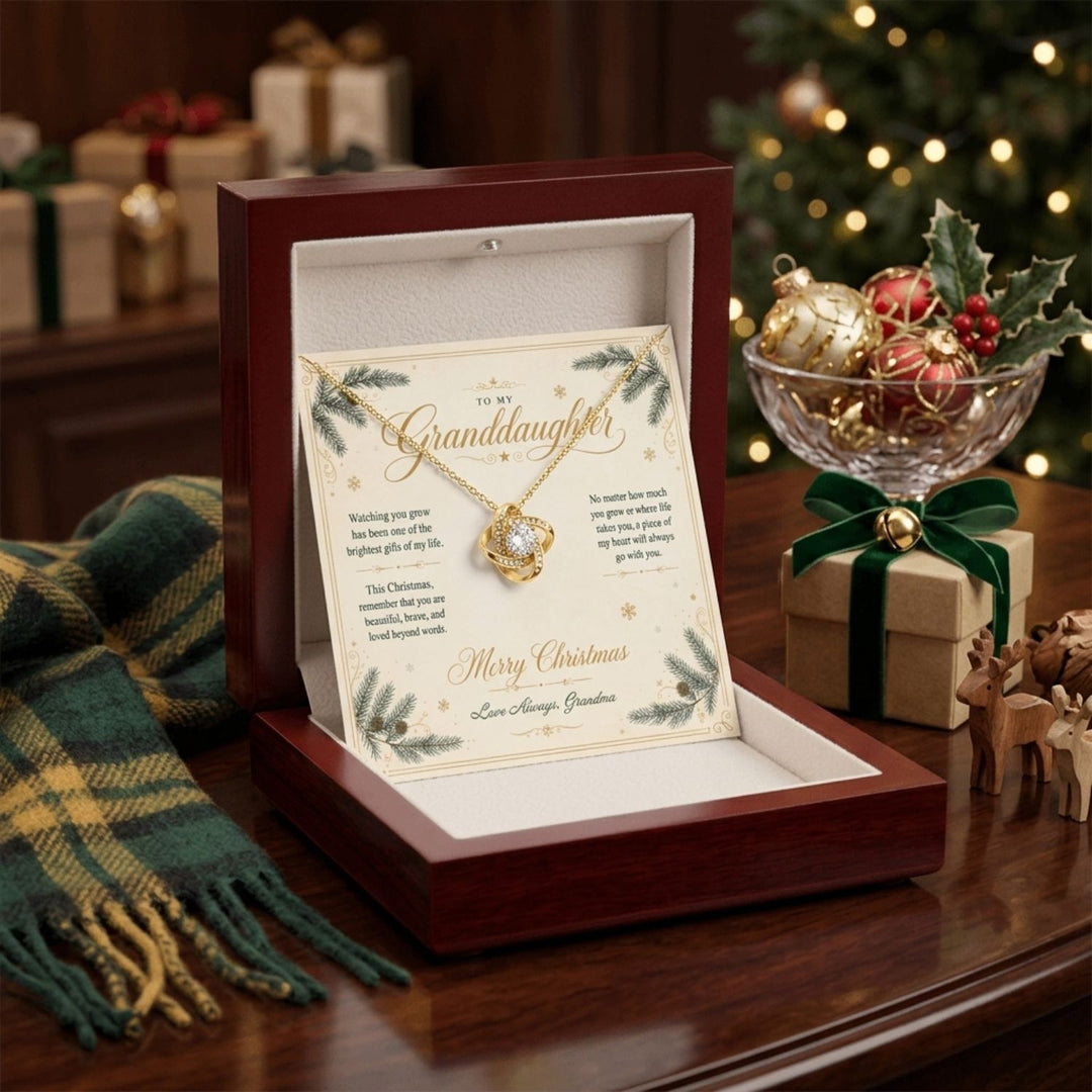 To My Granddaughter – Christmas Love Knot Necklace